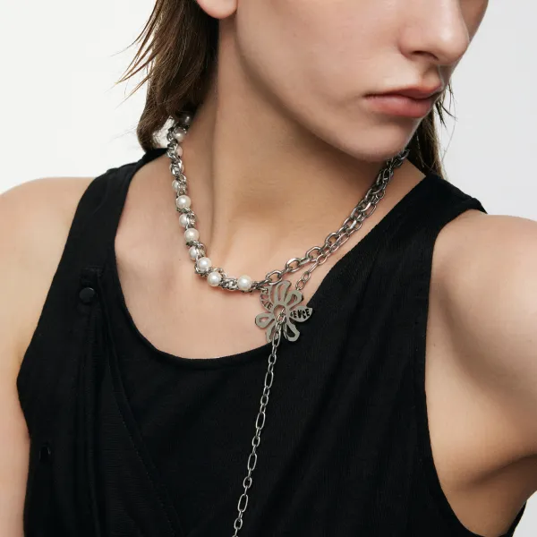 AntiWar Flower Pearl Necklace Blackheadshop Necklaces AntiWar Flower Pearl Necklace Blackheadshop Necklaces