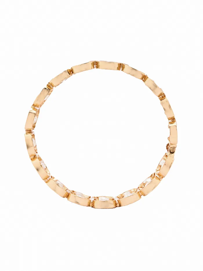 Curio Cottage 18 KT Gold Plated Jadau Kundan Bangle PreStyled Sets