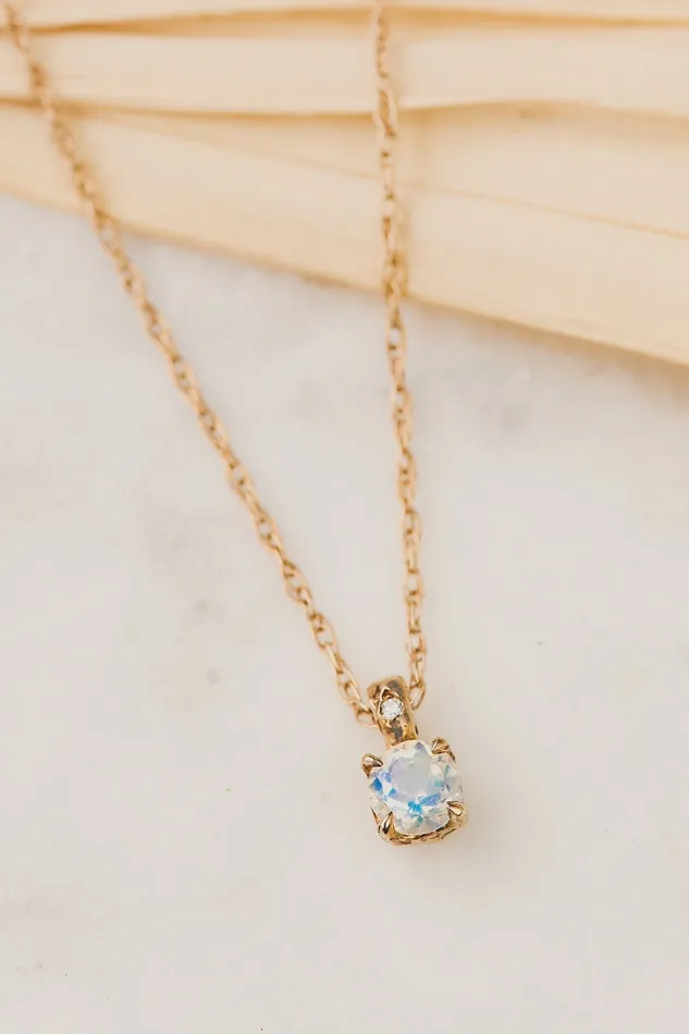 Necklaces Lacee Alexandra Jewelry Solid Gold Moonstone Necklace