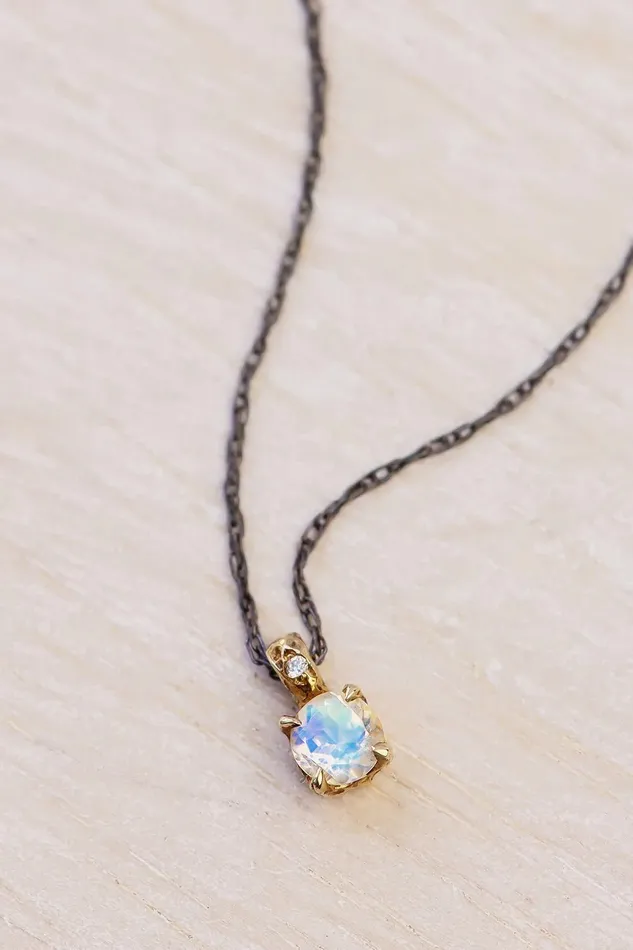 Necklaces Lacee Alexandra Jewelry Solid Gold Moonstone Necklace