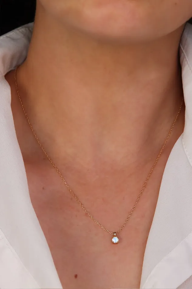 Necklaces Lacee Alexandra Jewelry Solid Gold Moonstone Necklace