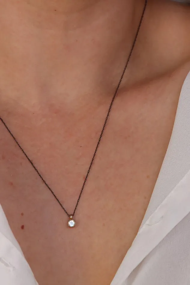 Necklaces Lacee Alexandra Jewelry Solid Gold Moonstone Necklace