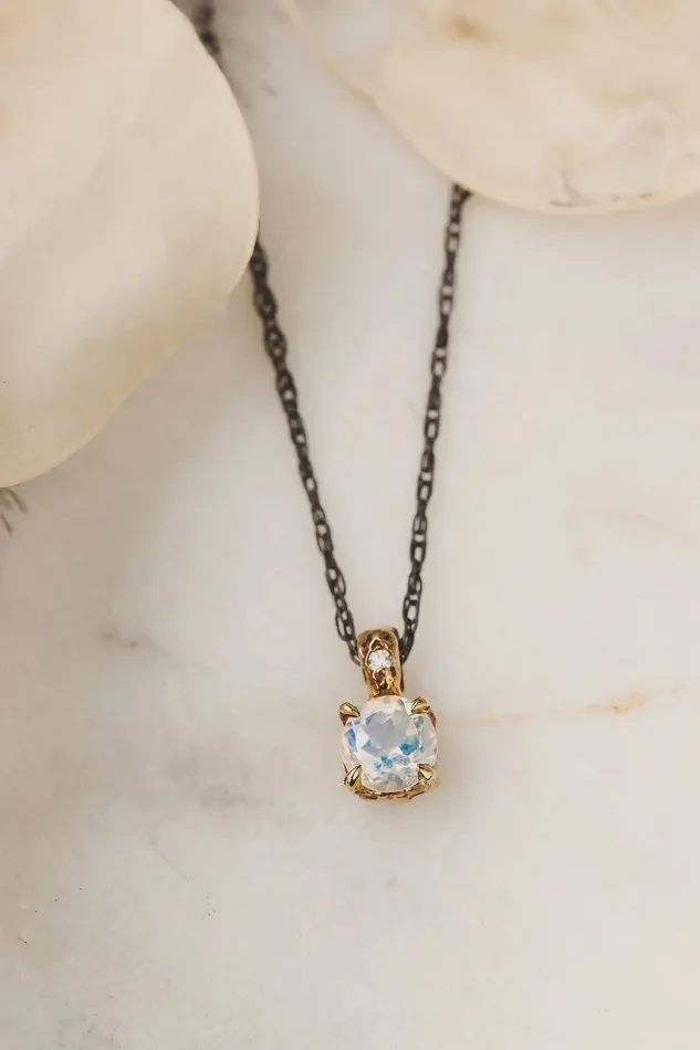 Necklaces Lacee Alexandra Jewelry Solid Gold Moonstone Necklace