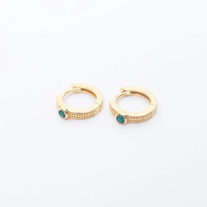 Silver Lotus PreStyled Sets Gold Vermeil Turquoise Dot Huggies