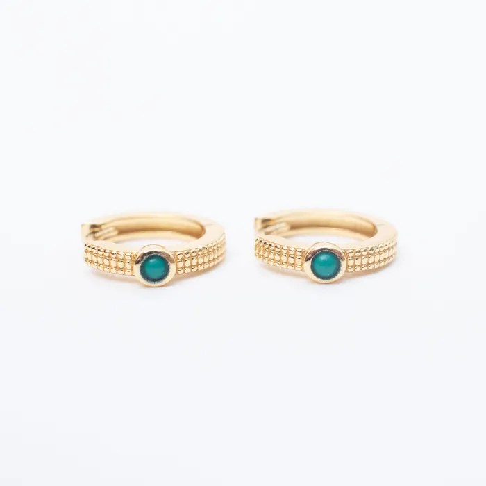 Silver Lotus PreStyled Sets Gold Vermeil Turquoise Dot Huggies