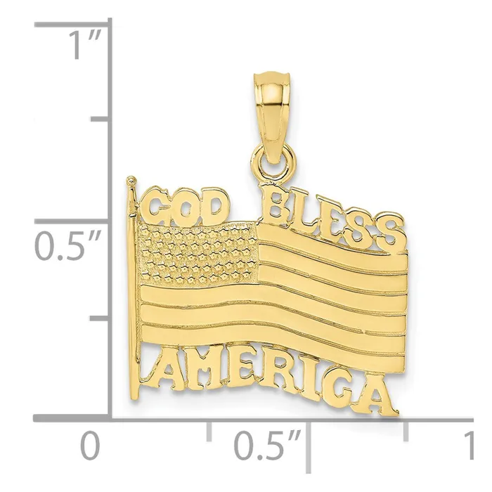 10K Polished Textured God Bless America w Flag CharmWBC10K7259 WB Choice Jewelry Charm Necklaces 10K Polished Textured God Bless America w Flag CharmWBC10K7259 WB Choice Jewelry Charm Necklaces