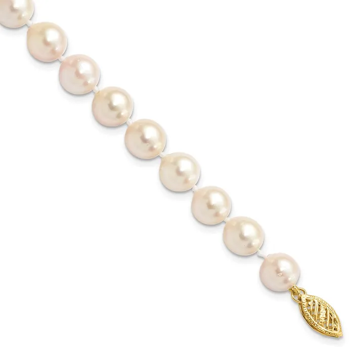 14k 78mm Round White Saltwater Akoya Cultured Pearl BraceletWBCPL70A7 WB Choice Jewelry Bracelets 14k 78mm Round White Saltwater Akoya Cultured Pearl BraceletWBCPL70A7 WB Choice Jewelry Bracelets