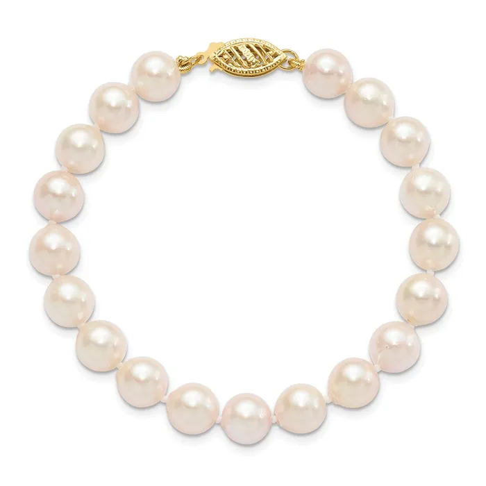 14k 78mm Round White Saltwater Akoya Cultured Pearl BraceletWBCPL70A7 WB Choice Jewelry Bracelets 14k 78mm Round White Saltwater Akoya Cultured Pearl BraceletWBCPL70A7 WB Choice Jewelry Bracelets