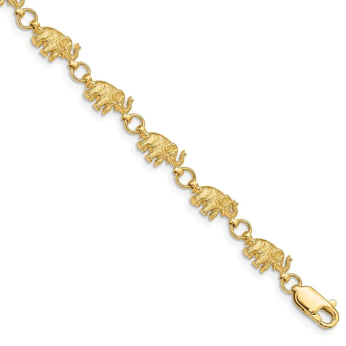 14k 8in Diamondcut Small Elephants with Trunks Raised BraceletWBCFB3978 WB Choice Jewelry Bracelets 14k 8in Diamondcut Small Elephants with Trunks Raised BraceletWBCFB3978 WB Choice Jewelry Bracelets