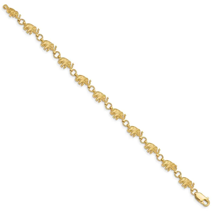 14k 8in Diamondcut Small Elephants with Trunks Raised BraceletWBCFB3978 WB Choice Jewelry Bracelets 14k 8in Diamondcut Small Elephants with Trunks Raised BraceletWBCFB3978 WB Choice Jewelry Bracelets