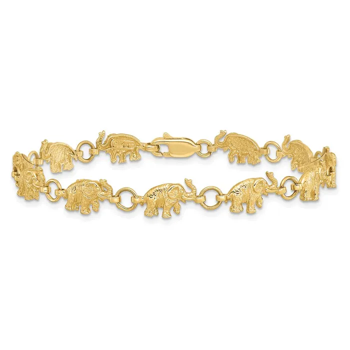 14k 8in Diamondcut Small Elephants with Trunks Raised BraceletWBCFB3978 WB Choice Jewelry Bracelets 14k 8in Diamondcut Small Elephants with Trunks Raised BraceletWBCFB3978 WB Choice Jewelry Bracelets