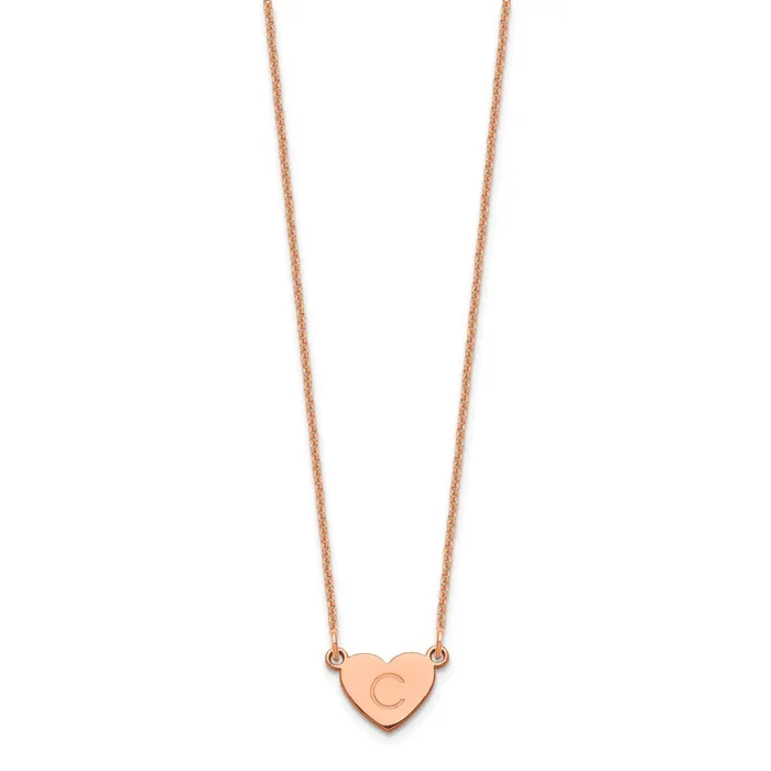 14K Rose Gold Initial Heart NecklaceWBCXNA1347R WB Choice Jewelry Necklaces