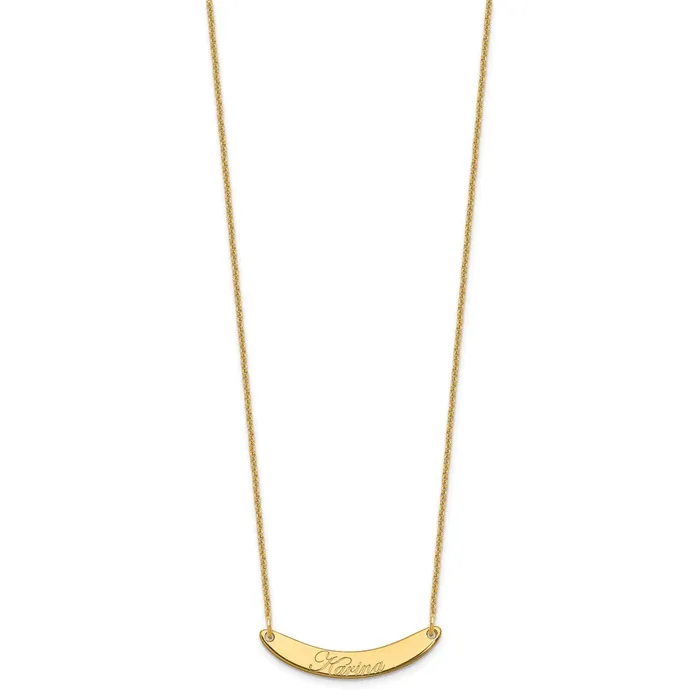 14K Small Polished Curved Edwardian Script Bar NecklaceWBCXNA1235Y WB Choice Jewelry Necklaces 14K Small Polished Curved Edwardian Script Bar NecklaceWBCXNA1235Y WB Choice Jewelry Necklaces