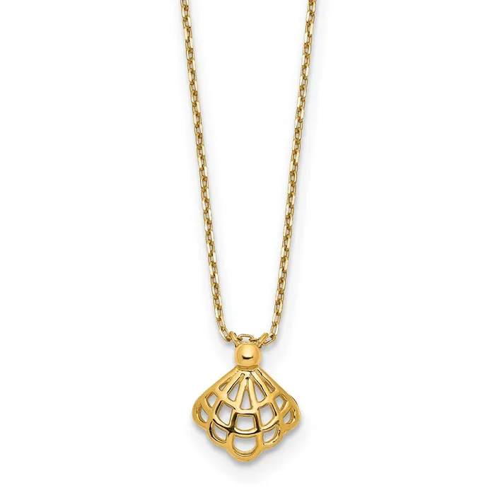 14k Yellow Gold Polished Seashell w125 in ext NecklaceWBCSF289415 WB Choice Jewelry Necklaces 14k Yellow Gold Polished Seashell w125 in ext NecklaceWBCSF289415 WB Choice Jewelry Necklaces