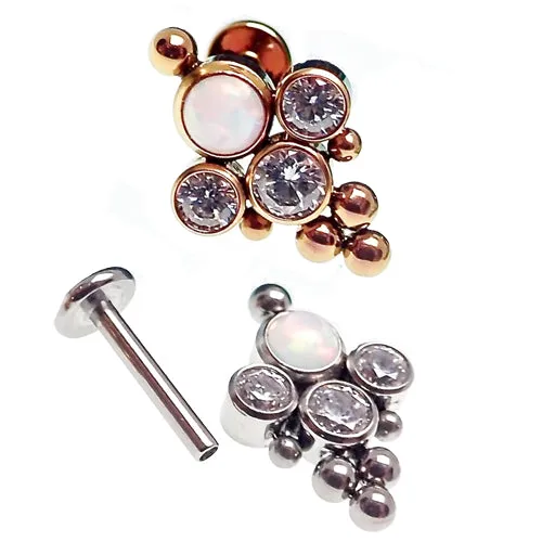 Beaded Opal Crystal Cluster Flatback Piercing 18g 16g 14g Body Clickers Charm Necklaces