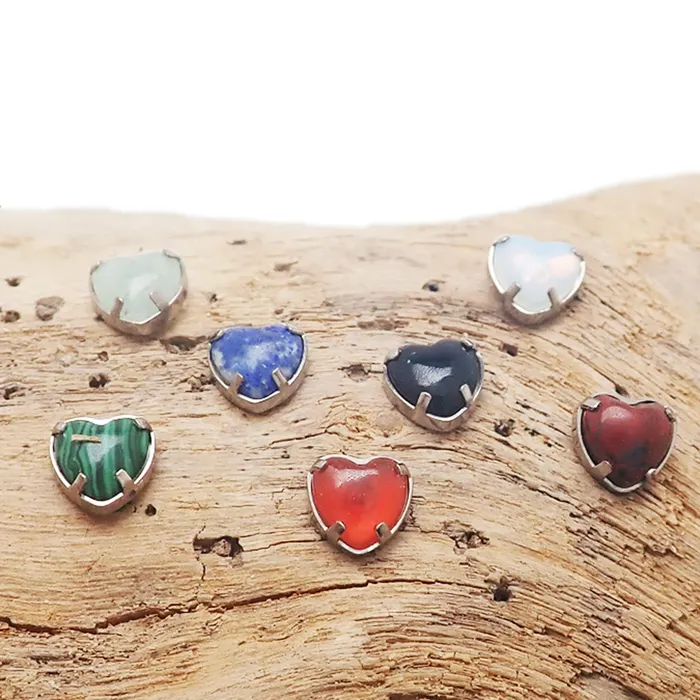 Body Clickers Necklaces Natural Stone Heart Push Fit Titanium Flatback Piercing 20g 18g 16g 14g Body Clickers Necklaces Natural Stone Heart Push Fit Titanium Flatback Piercing 20g 18g 16g 14g