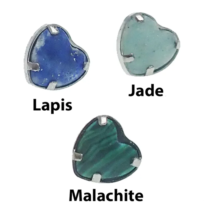 Body Clickers Necklaces Natural Stone Heart Push Fit Titanium Flatback Piercing 20g 18g 16g 14g Body Clickers Necklaces Natural Stone Heart Push Fit Titanium Flatback Piercing 20g 18g 16g 14g