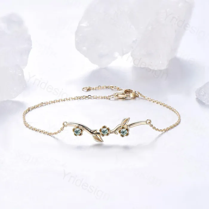 Bracelets Elegant flower moss agate bracelet twig branch green agate leaf bracelet nature inspired stackable Bracelet Women anniversary gift for her PENFINE Bracelets Elegant flower moss agate bracelet twig branch green agate leaf bracelet nature inspired stackable Bracelet Women anniversary gift for her PENFINE
