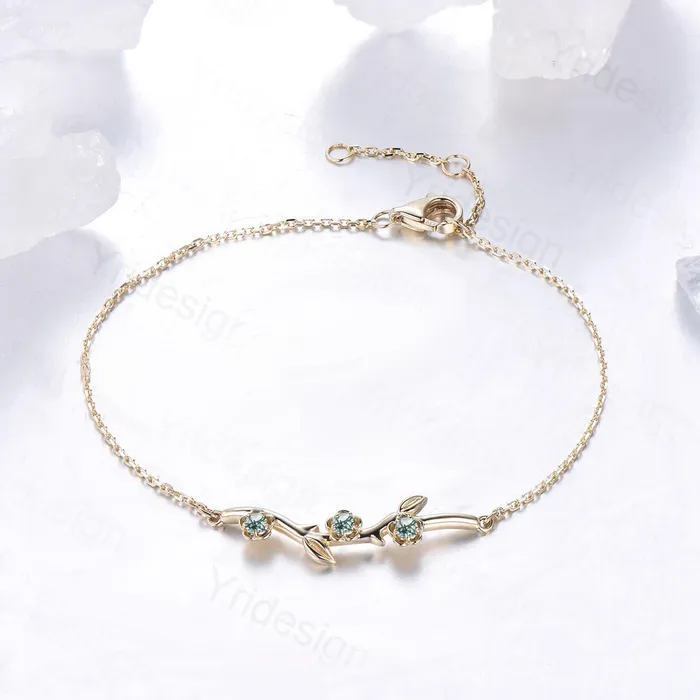 Bracelets Elegant flower moss agate bracelet twig branch green agate leaf bracelet nature inspired stackable Bracelet Women anniversary gift for her PENFINE Bracelets Elegant flower moss agate bracelet twig branch green agate leaf bracelet nature inspired stackable Bracelet Women anniversary gift for her PENFINE