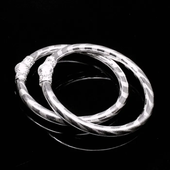Bracelets Karizma Jewels Indian Hollow Real Silver Bangles Bracelet 58cm Pair