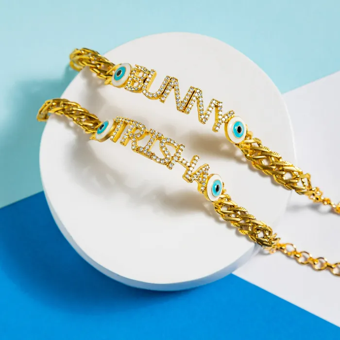 Bracelets PRERTO ECOMMERCE PRIVATE LIMITED Nome Iniziale Evil Eye Bracelet Cuff