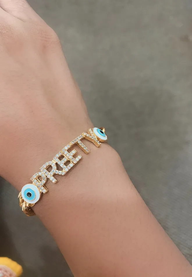 Bracelets PRERTO ECOMMERCE PRIVATE LIMITED Nome Iniziale Evil Eye Bracelet Cuff