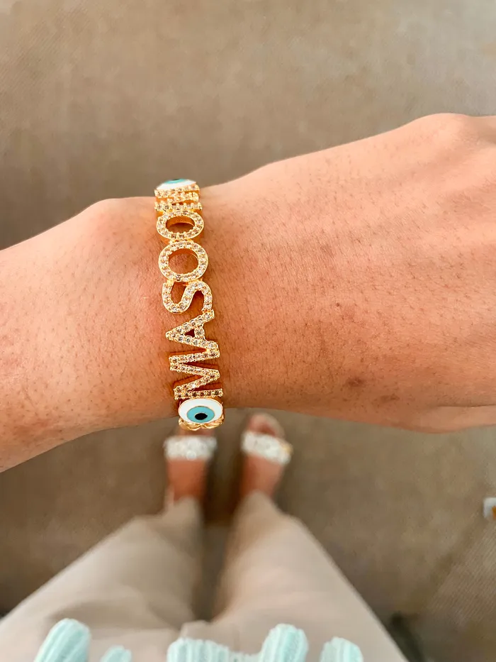 Bracelets PRERTO ECOMMERCE PRIVATE LIMITED Nome Iniziale Evil Eye Bracelet Cuff