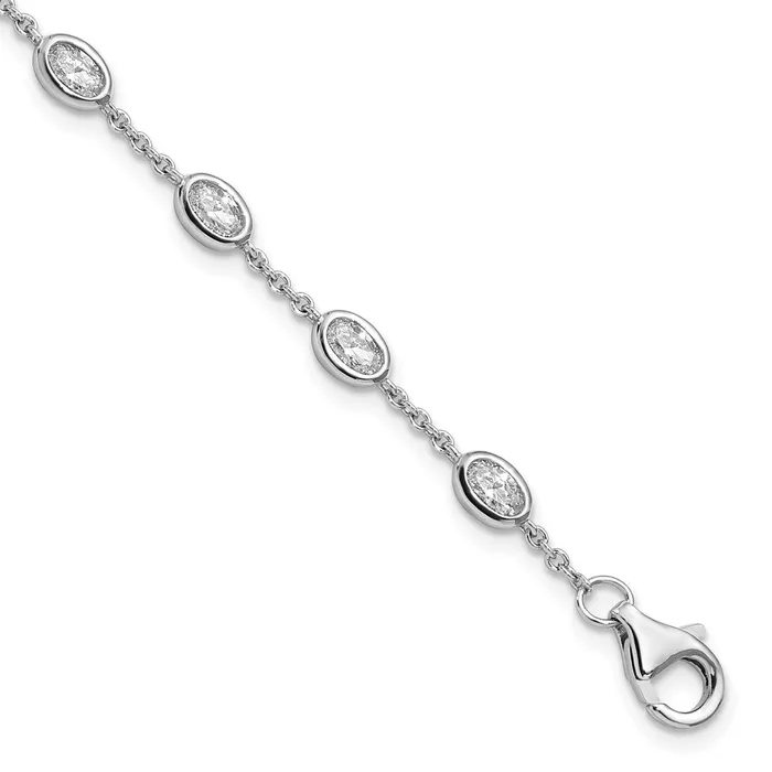 Bracelets Sterling Silver Rhodiumplated Oval CZ w1in ext 11 Station BraceletWBCQG590465 WB Choice Jewelry Bracelets Sterling Silver Rhodiumplated Oval CZ w1in ext 11 Station BraceletWBCQG590465 WB Choice Jewelry