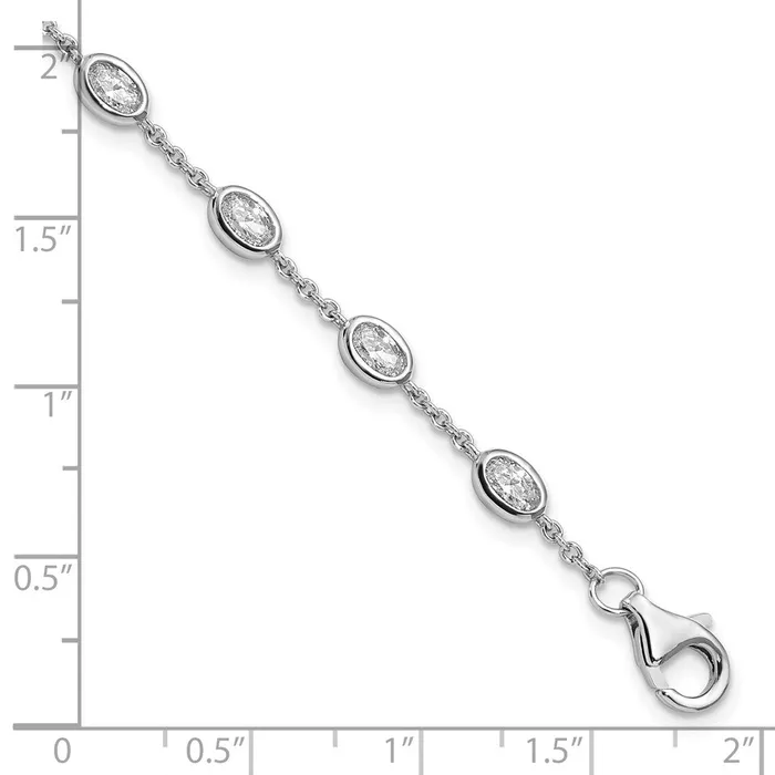 Bracelets Sterling Silver Rhodiumplated Oval CZ w1in ext 11 Station BraceletWBCQG590465 WB Choice Jewelry Bracelets Sterling Silver Rhodiumplated Oval CZ w1in ext 11 Station BraceletWBCQG590465 WB Choice Jewelry