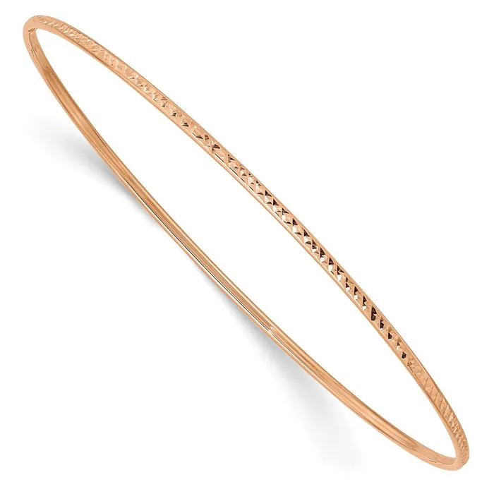 Bracelets WB Choice Jewelry 14k 15mm Rose Gold DiamondCut Slipon Bangle BraceletWBCDB545 Bracelets WB Choice Jewelry 14k 15mm Rose Gold DiamondCut Slipon Bangle BraceletWBCDB545