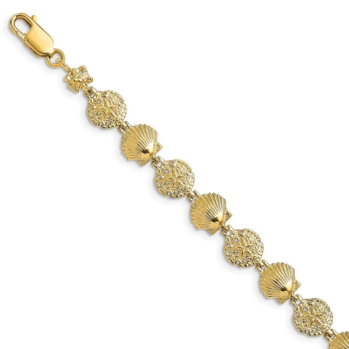 Bracelets WB Choice Jewelry 14K Sand Dollar Scallop Shell BraceletWBCFB17557 Bracelets WB Choice Jewelry 14K Sand Dollar Scallop Shell BraceletWBCFB17557