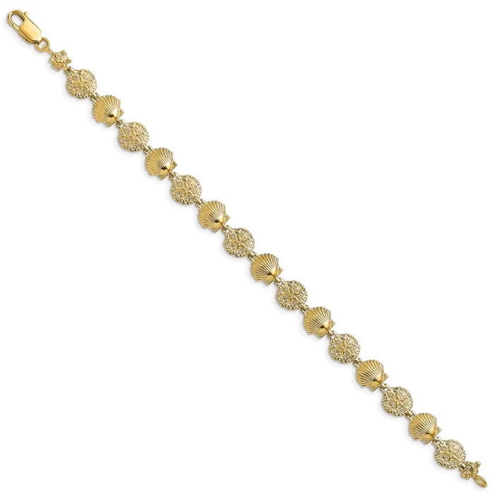 Bracelets WB Choice Jewelry 14K Sand Dollar Scallop Shell BraceletWBCFB17557 Bracelets WB Choice Jewelry 14K Sand Dollar Scallop Shell BraceletWBCFB17557