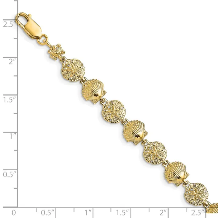 Bracelets WB Choice Jewelry 14K Sand Dollar Scallop Shell BraceletWBCFB17557 Bracelets WB Choice Jewelry 14K Sand Dollar Scallop Shell BraceletWBCFB17557