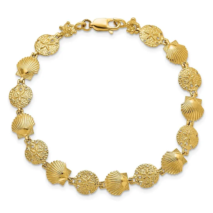 Bracelets WB Choice Jewelry 14K Sand Dollar Scallop Shell BraceletWBCFB17557 Bracelets WB Choice Jewelry 14K Sand Dollar Scallop Shell BraceletWBCFB17557