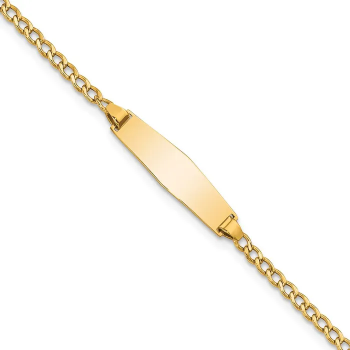 Bracelets WB Choice Jewelry 14k Semisolid Soft Diamond Shape Cuban ID BraceletWBCDCID132C7 Bracelets WB Choice Jewelry 14k Semisolid Soft Diamond Shape Cuban ID BraceletWBCDCID132C7