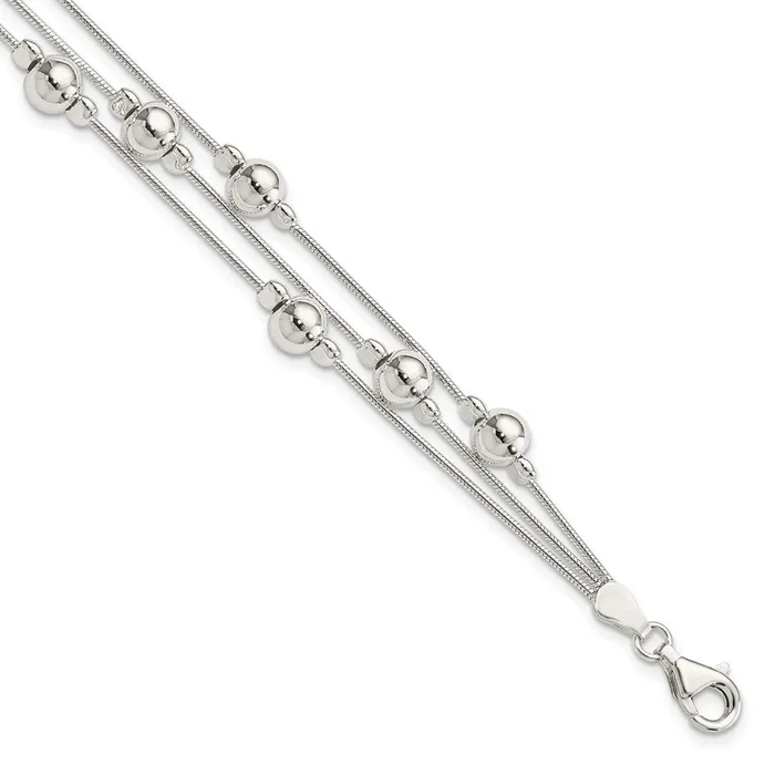 Bracelets WB Choice Jewelry Sterling Silver Polished Bead Snake Chain BraceletWBCQG334475 Bracelets WB Choice Jewelry Sterling Silver Polished Bead Snake Chain BraceletWBCQG334475