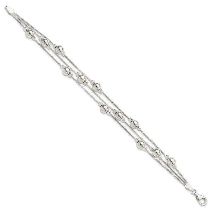 Bracelets WB Choice Jewelry Sterling Silver Polished Bead Snake Chain BraceletWBCQG334475 Bracelets WB Choice Jewelry Sterling Silver Polished Bead Snake Chain BraceletWBCQG334475