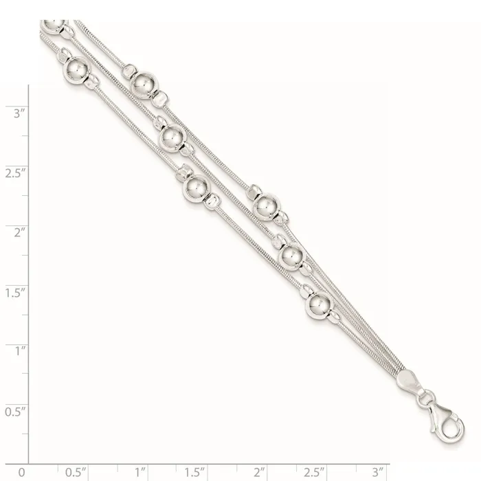 Bracelets WB Choice Jewelry Sterling Silver Polished Bead Snake Chain BraceletWBCQG334475 Bracelets WB Choice Jewelry Sterling Silver Polished Bead Snake Chain BraceletWBCQG334475