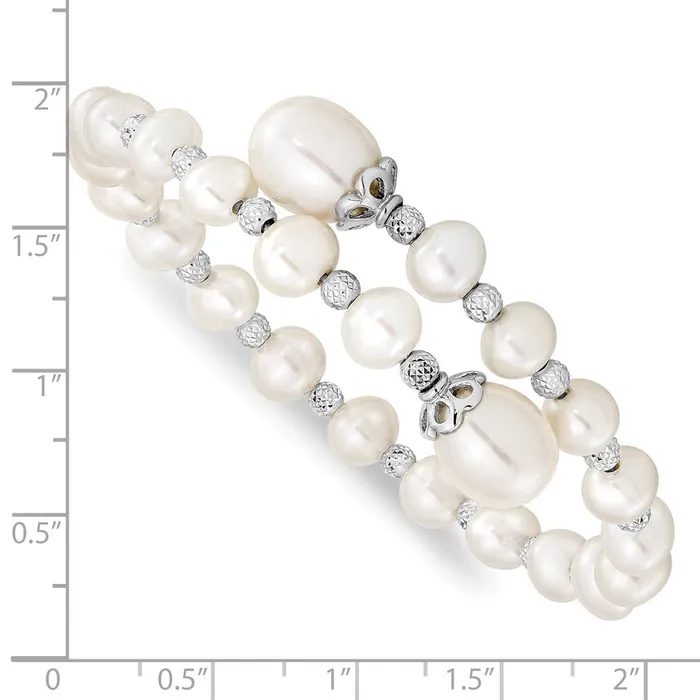 Bracelets WB Choice Jewelry Sterling Silver RH 69mm White FWC Pearl DC Wrap BraceletWBCQH5413 Bracelets WB Choice Jewelry Sterling Silver RH 69mm White FWC Pearl DC Wrap BraceletWBCQH5413