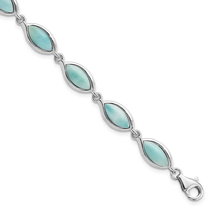 Bracelets WB Choice Jewelry Sterling Silver Rhodiumplated Polished Marquise Shape Larimar BraceletWBCQG59238 Bracelets WB Choice Jewelry Sterling Silver Rhodiumplated Polished Marquise Shape Larimar BraceletWBCQG59238
