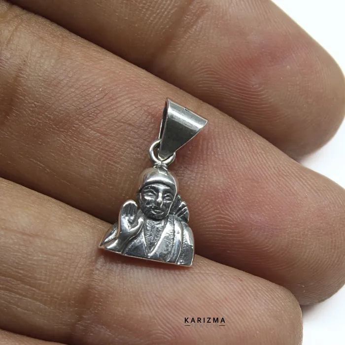 Karizma Jewels 925 Sterling Silver Oxidised Finish Sai Baba Daily Wear Pendant Necklaces