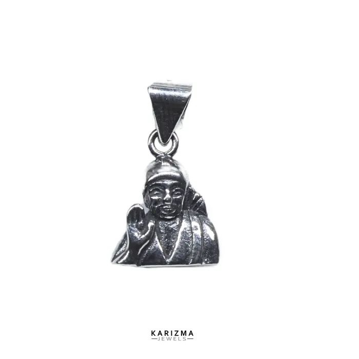 Karizma Jewels 925 Sterling Silver Oxidised Finish Sai Baba Daily Wear Pendant Necklaces