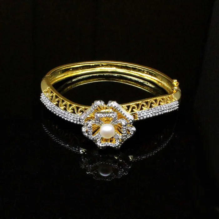 Karizma Jewels Bracelets Two tone Fashion CZ Open Able Bracelet Bangle