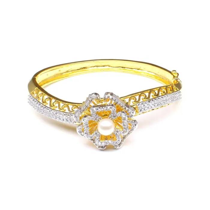 Karizma Jewels Bracelets Two tone Fashion CZ Open Able Bracelet Bangle