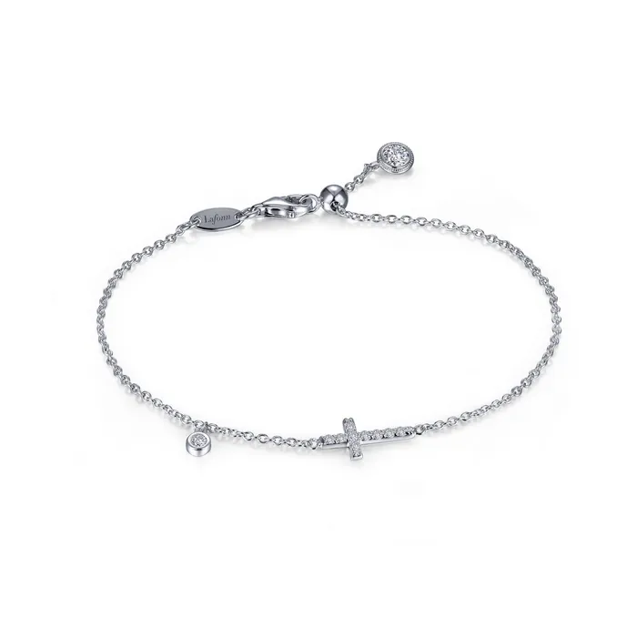Lafonn Bracelets 044 CTW Adjustable Sideways Cross Bracelet