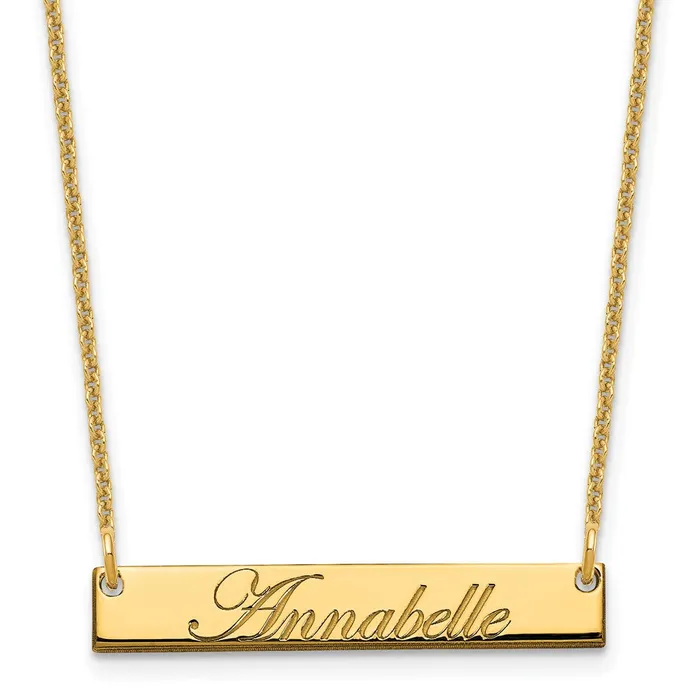 Necklaces 14K Small Polished Edwardian Script Bar NecklaceWBCXNA1214Y WB Choice Jewelry Necklaces 14K Small Polished Edwardian Script Bar NecklaceWBCXNA1214Y WB Choice Jewelry