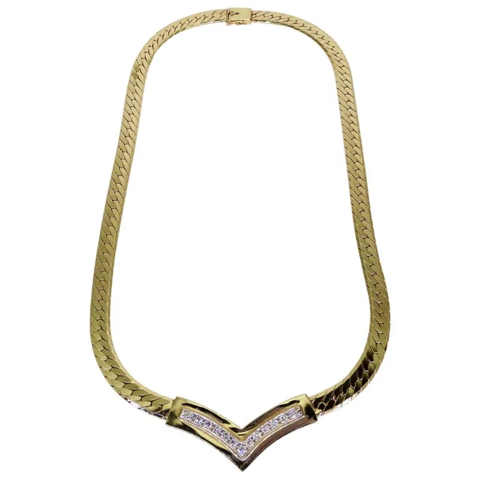 Necklaces Cuban Diamond 14k Gold Link Necklace Vintage by Misty