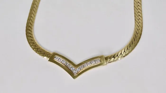 Necklaces Cuban Diamond 14k Gold Link Necklace Vintage by Misty