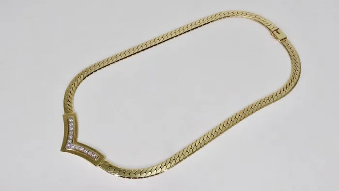 Necklaces Cuban Diamond 14k Gold Link Necklace Vintage by Misty