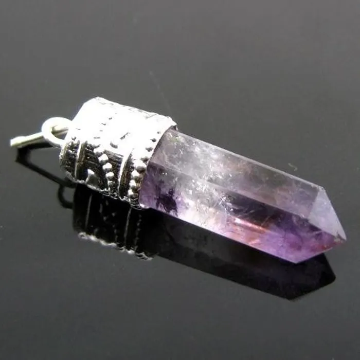 Necklaces Karizma Jewels 193Ct Natural Purple Amethyst Gemstone Healing Point Pencil Pendant Necklaces Karizma Jewels 193Ct Natural Purple Amethyst Gemstone Healing Point Pencil Pendant